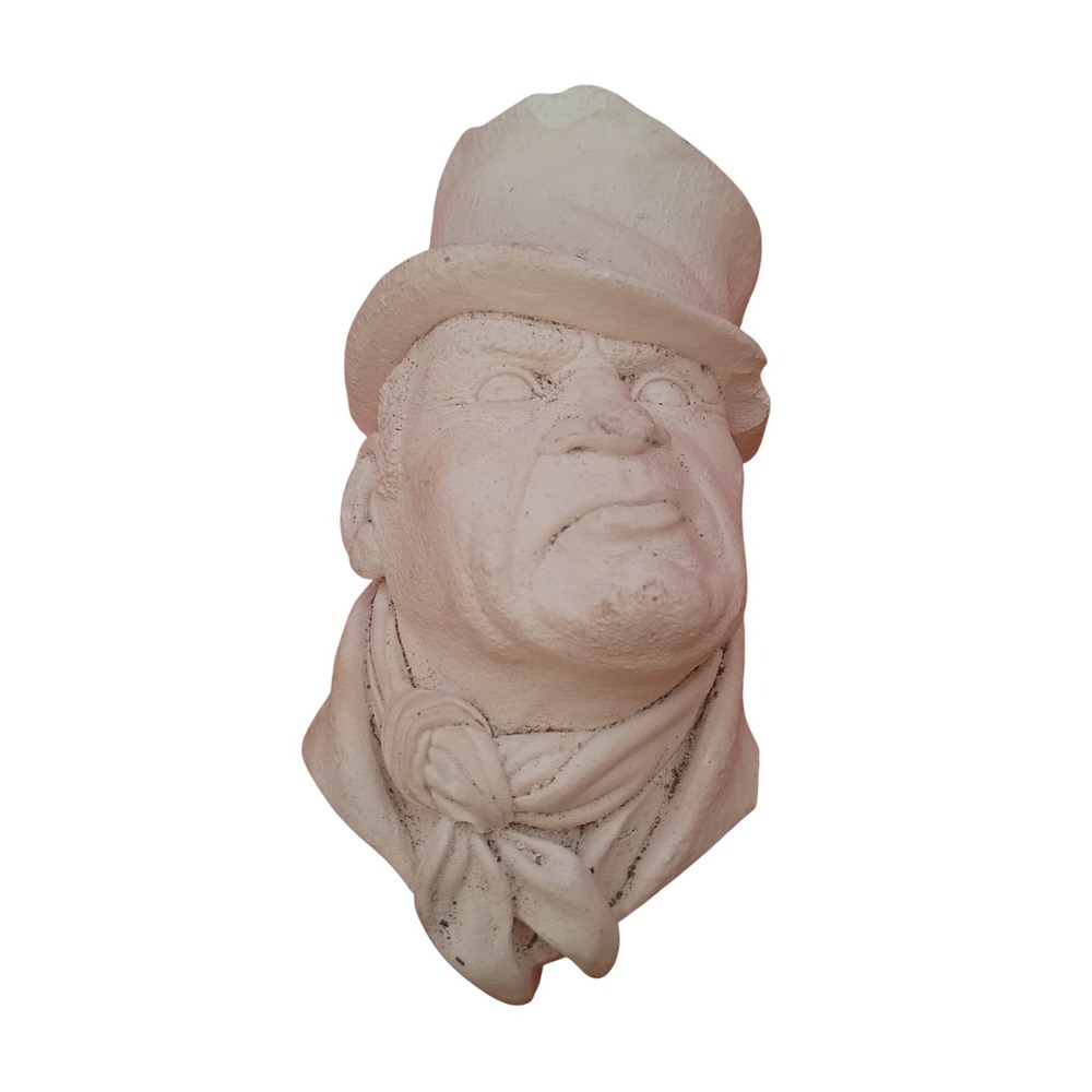 Vintage Bill Sikes Oliver Twist Chalkware Wall Plaque Bust Cream Dickens Decor